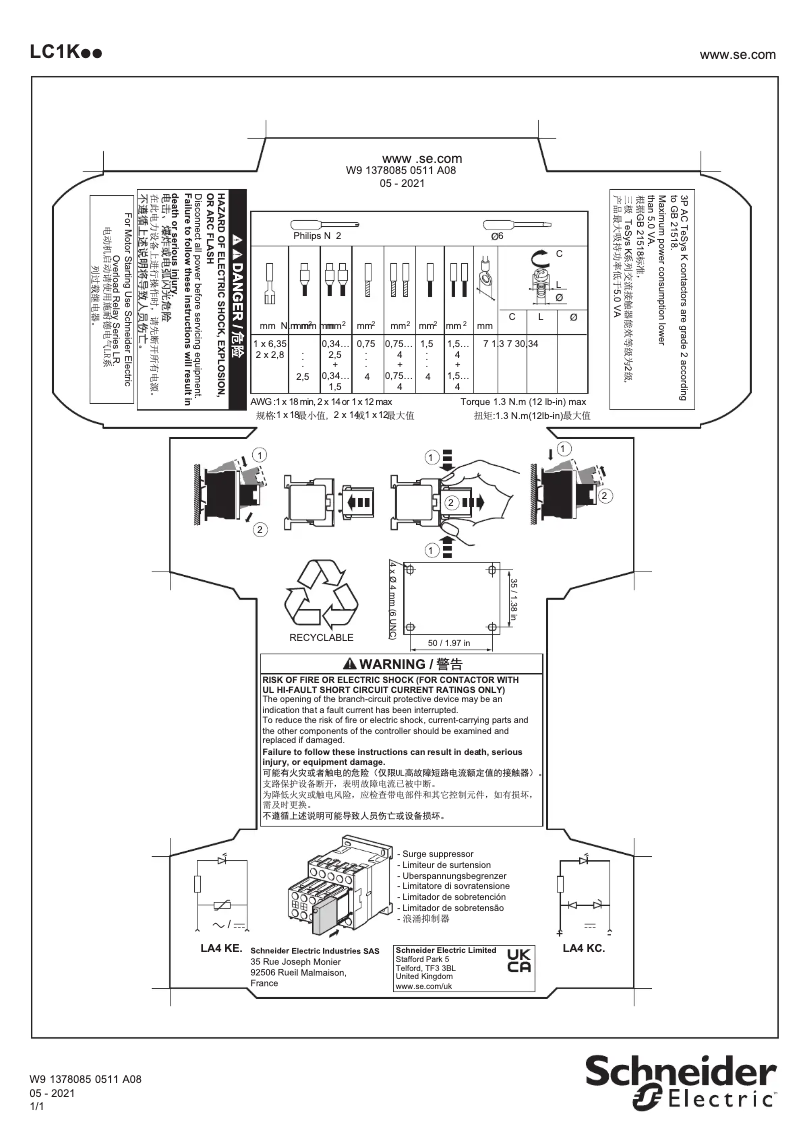 Page n°1 - Manuel utilisateur Schneider CA3KN22ED