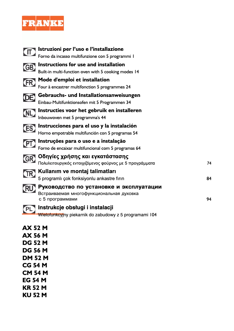 Image de la première page du manuel de l'appareil KR 52 M