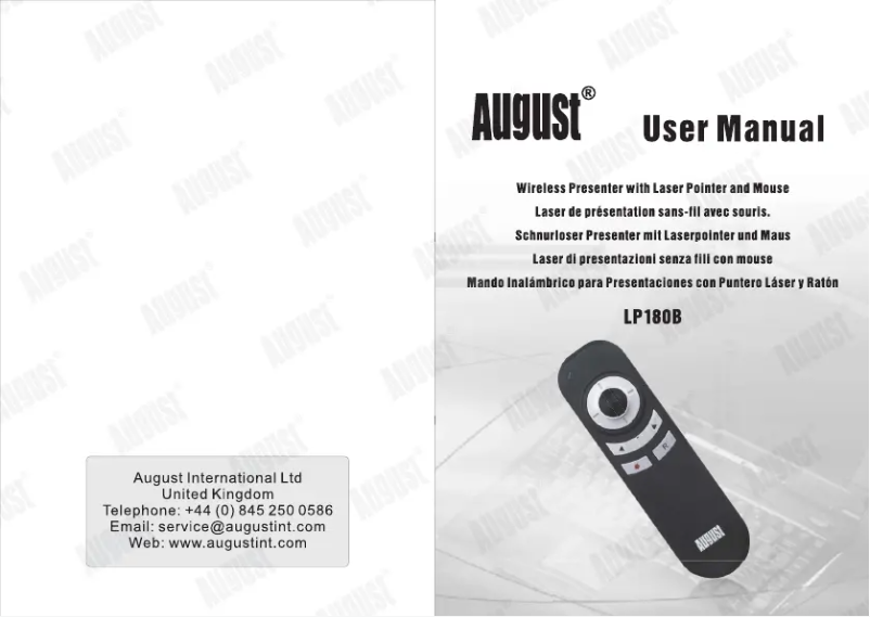 Page 1 de la notice Manuel utilisateur August LP180