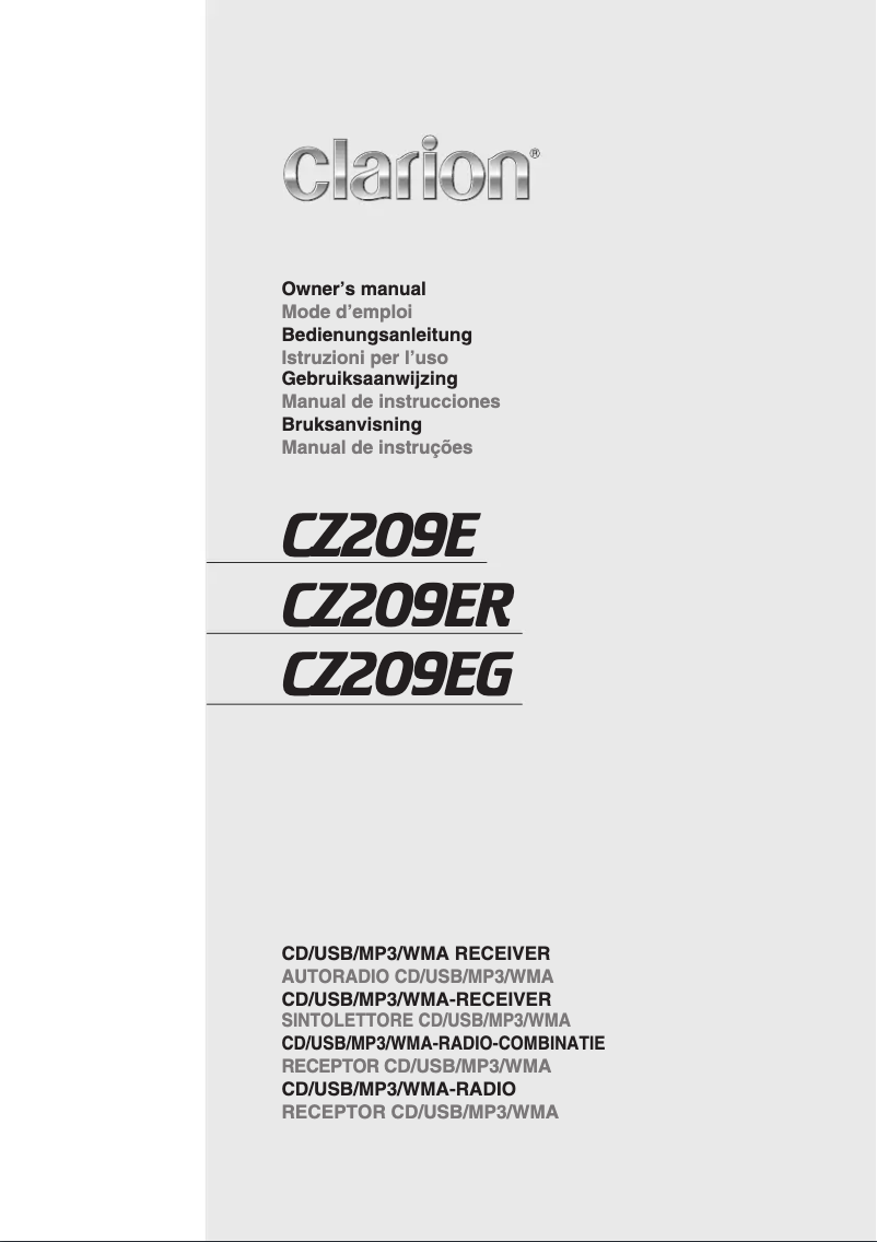 Page n°1 - Manuel utilisateur Clarion CZ209E