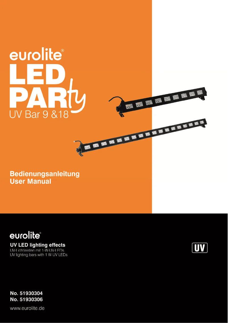 Page n°1 - Manuel utilisateur Eurolite LED Party UV Bar-18