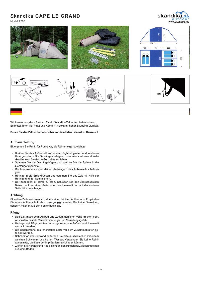 Page 1 de la notice Manuel utilisateur Skandika Cape le Grand