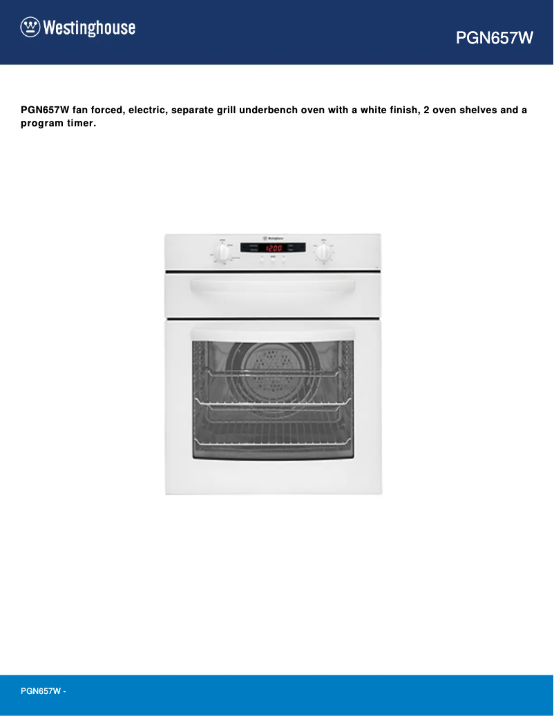 Page n°1 - Manuel utilisateur Westinghouse PGN657W