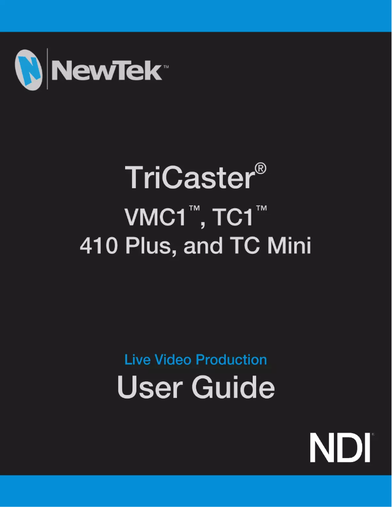 Page n°1 - Manuel utilisateur NewTek TriCaster TC410 Plus