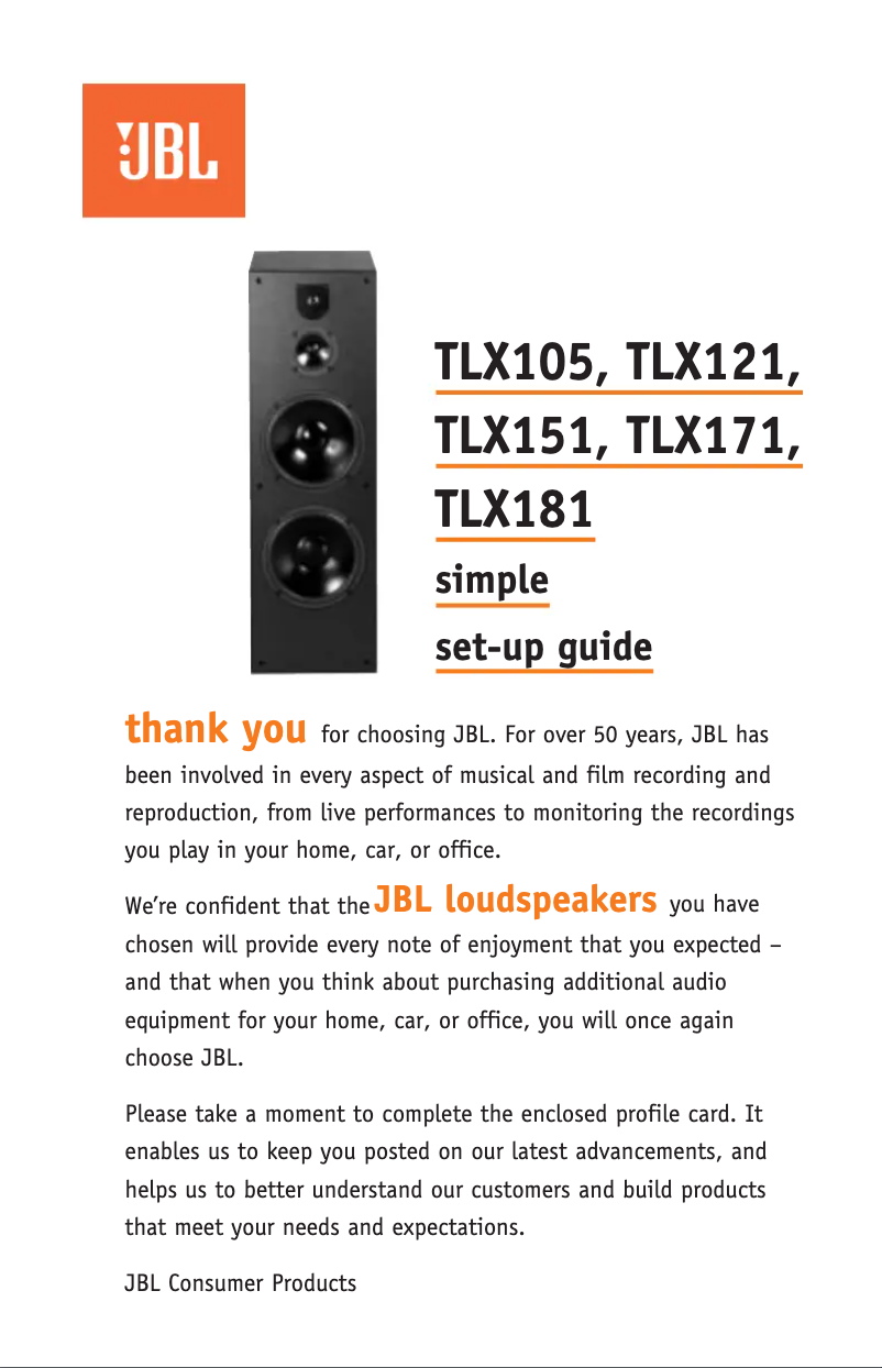 Page n°1 - Manuel utilisateur JBL TLX105
