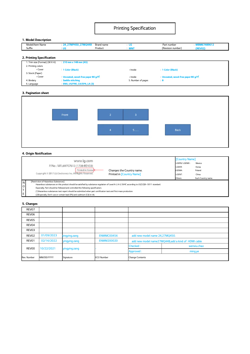 Image de la première page du manuel de l'appareil 27MQ450