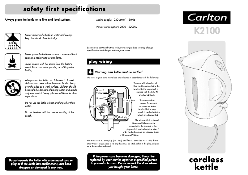 Page n°1 - Manuel utilisateur Carlton K2100
