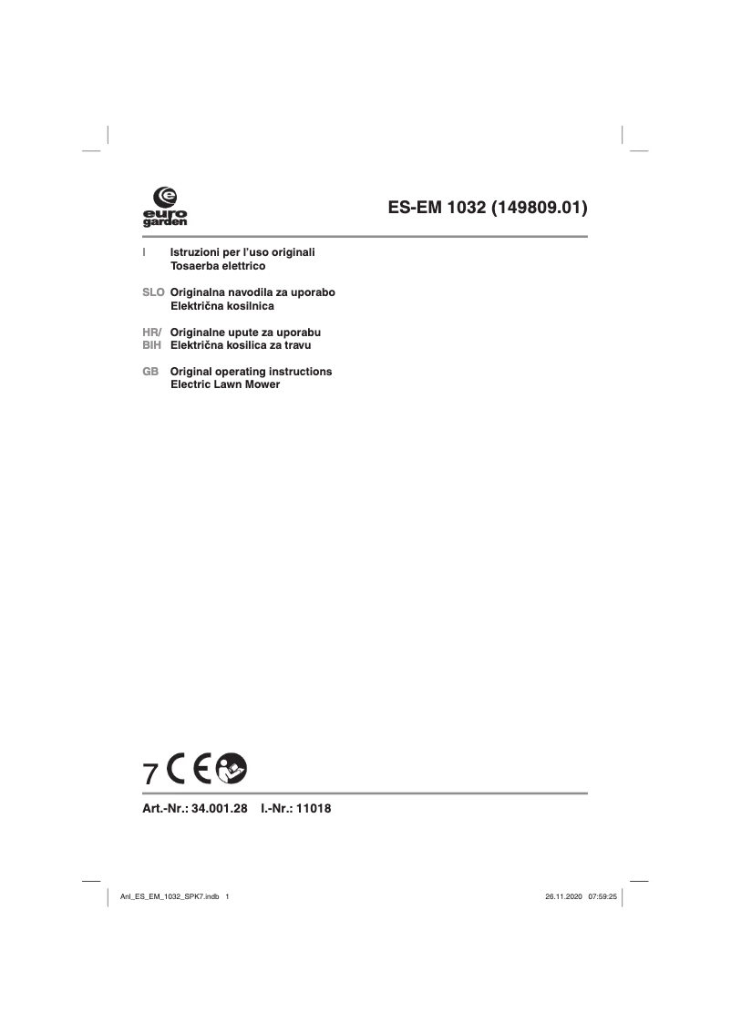 Page 1 de la notice Manuel utilisateur eurogarden ES-EM 1032