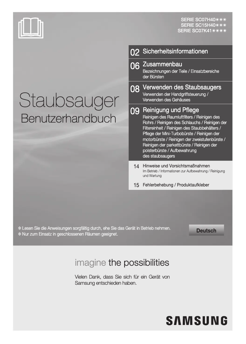 Page n°1 - Manuel utilisateur Samsung SC07H40