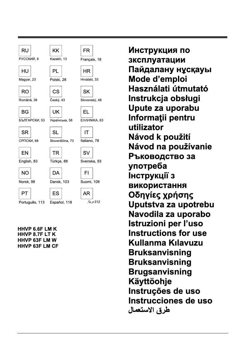 Page 1 de la notice Manuel utilisateur Hotpoint HHVP 8.7F LT K