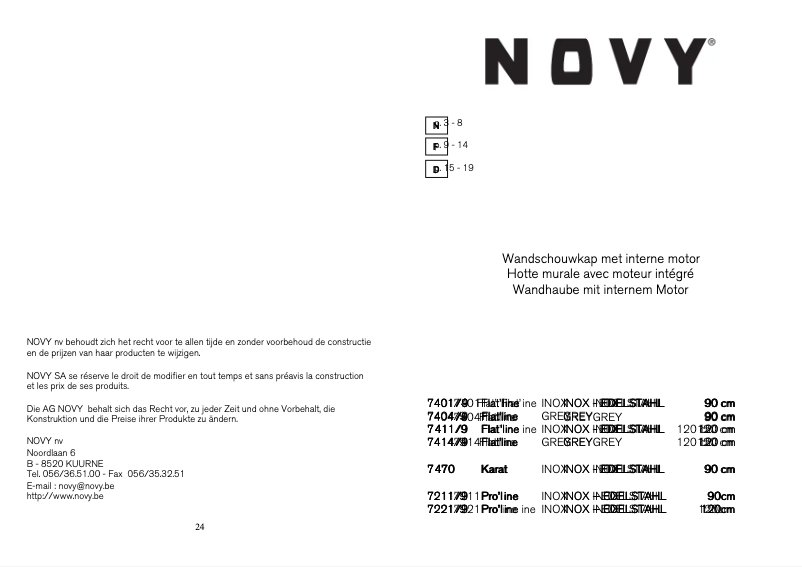 Page 1 de la notice Manuel utilisateur Novy Flat'Line 7411