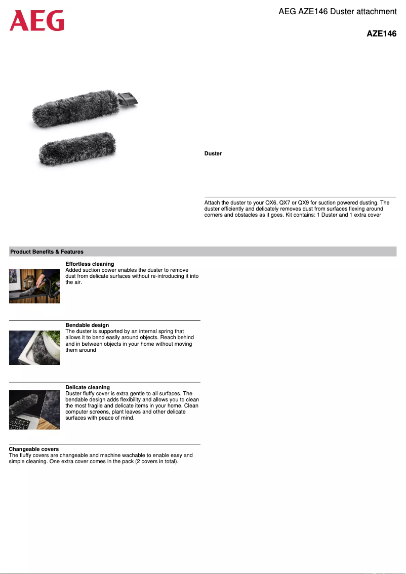 Page n°1 - Manuel utilisateur AEG AZE146