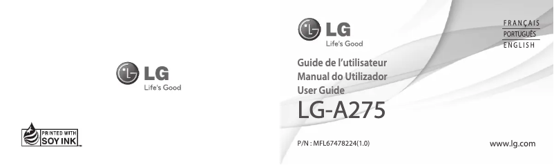 Page 1 de la notice Manuel utilisateur LG A275