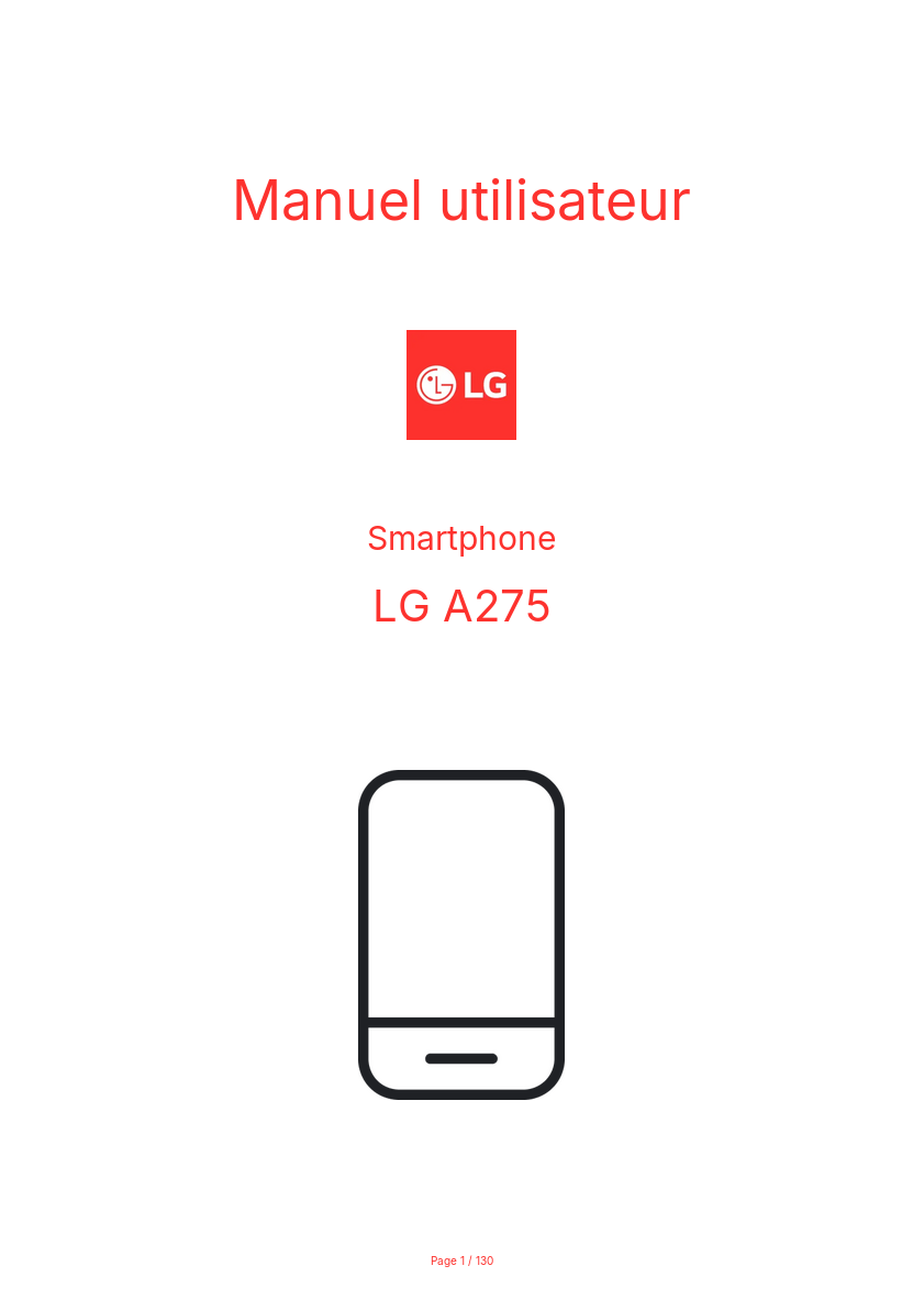 Page n°1 - Manuel utilisateur LG A275