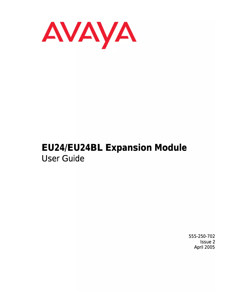 Page n°1 - Manuel utilisateur Avaya EU24