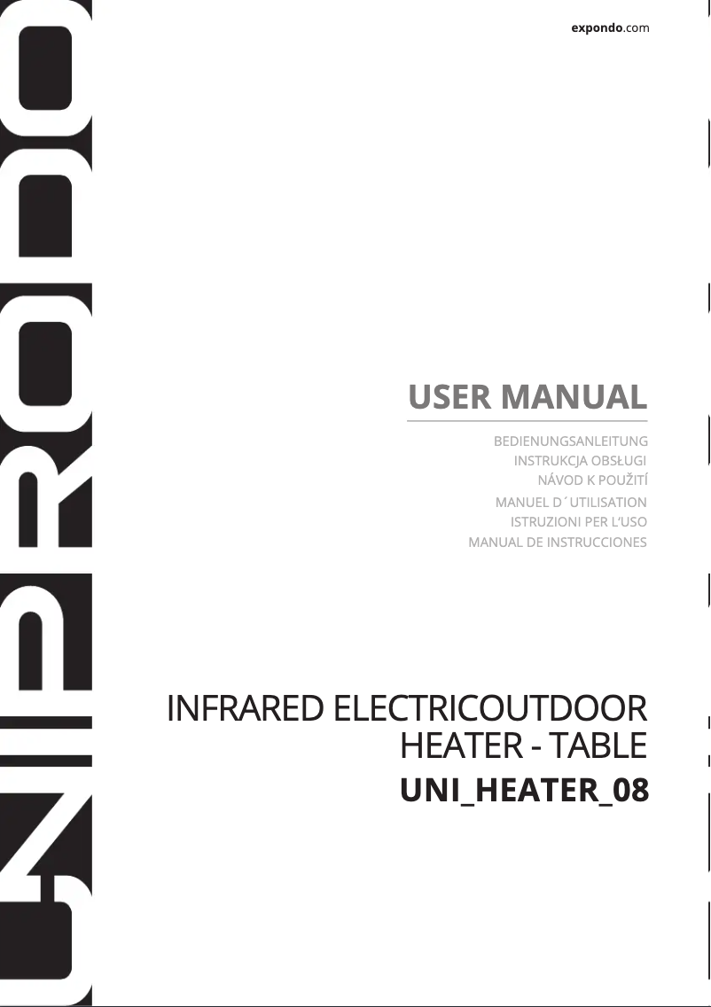 Page 1 de la notice Manuel utilisateur Uniprodo UNI_HEATER_08