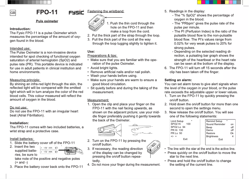 Page 1 de la notice Manuel utilisateur Alecto FPO-11