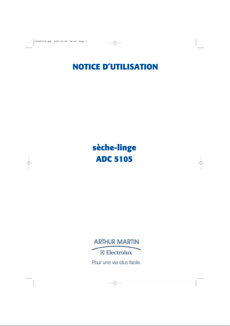 Image de la première page du manuel de l'appareil ADC 5105