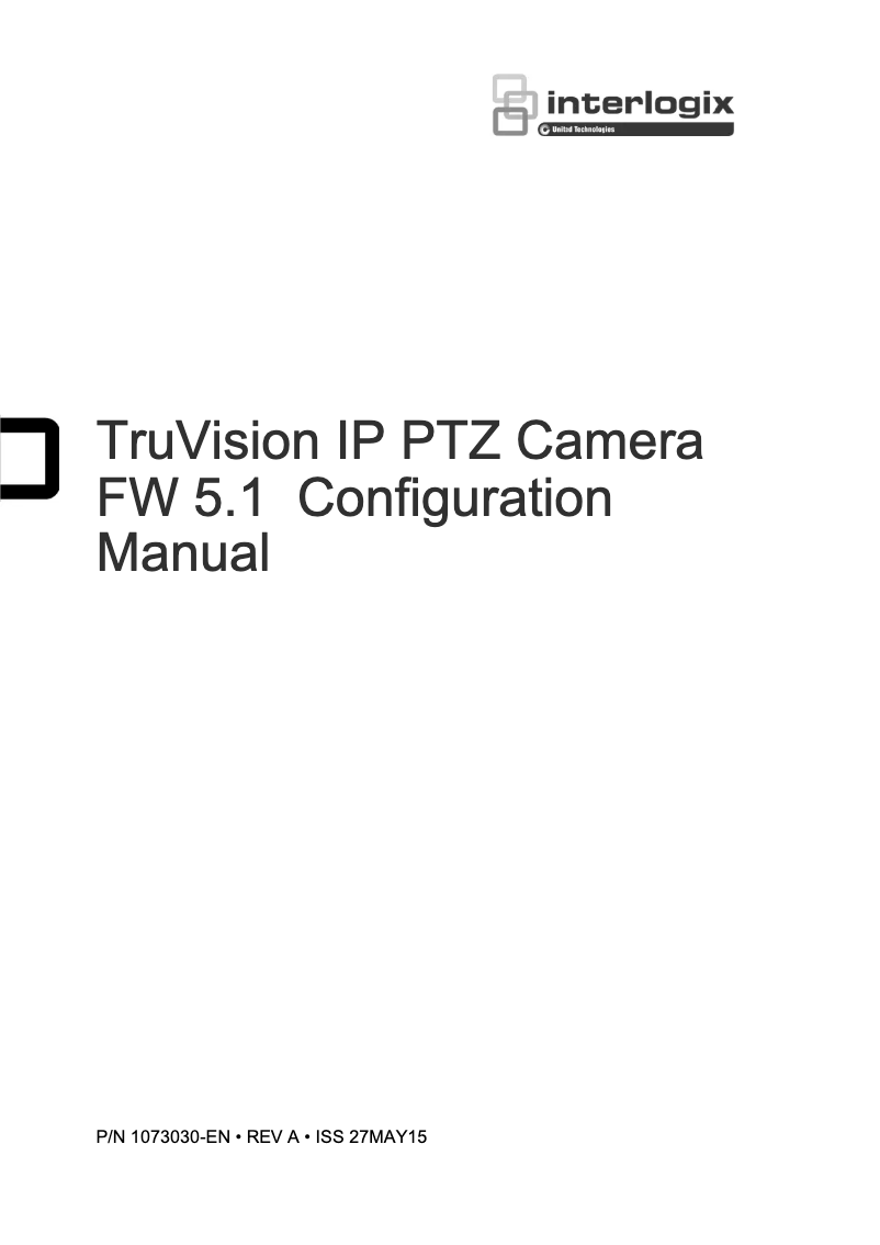 Image de la première page du manuel de l'appareil TruVision TVP-3122