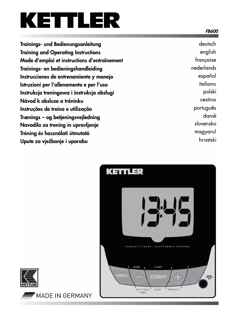 Page n°1 - Manuel utilisateur Kettler Golf I LTG