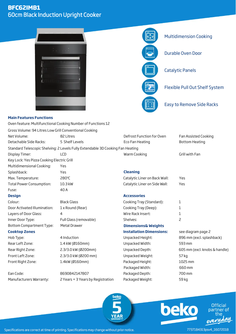 Page n°1 - Fiche technique Beko BFC62IMB1