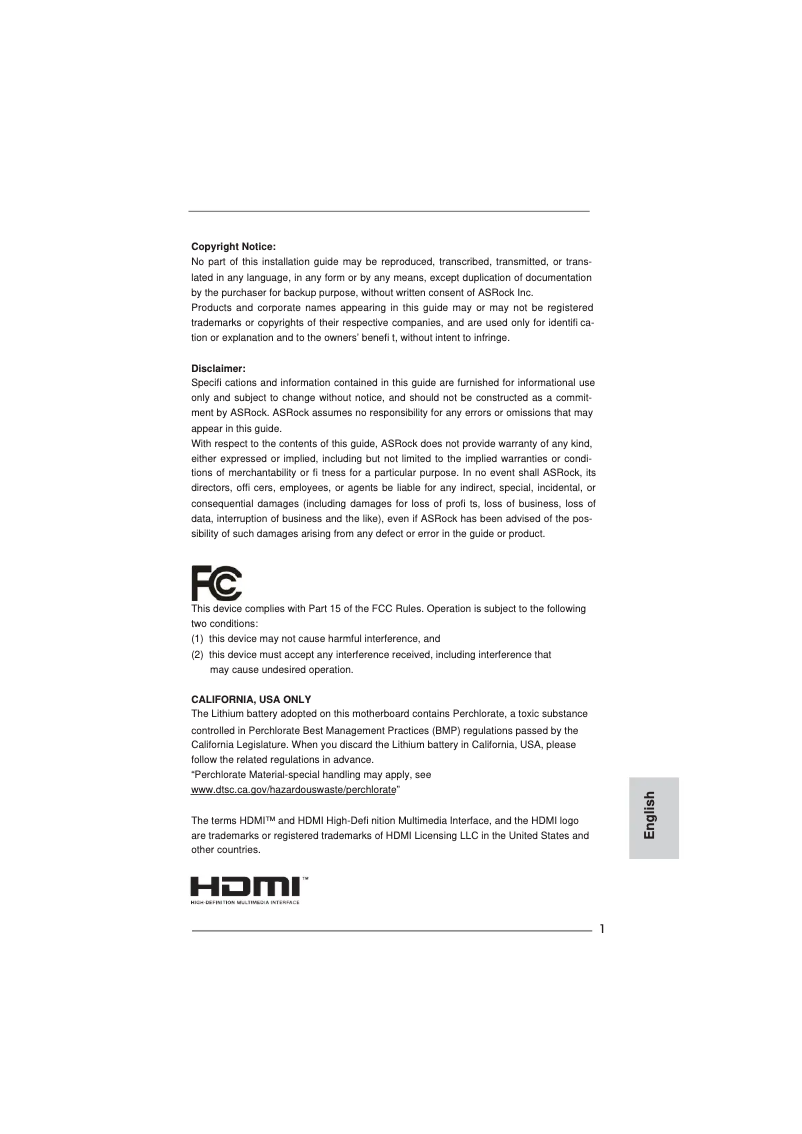 Page 1 de la notice Manuel utilisateur Asrock 890GMH/USB3