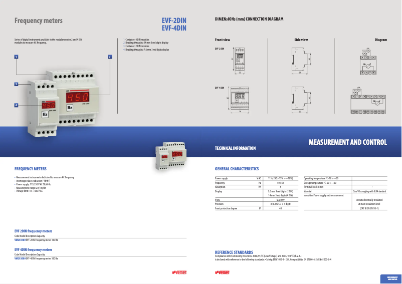 Page n°1 - Fiche technique Vemer EVF-4DIN