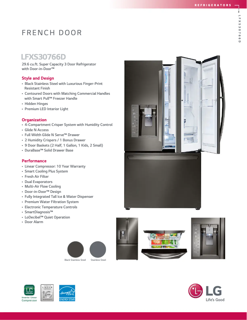 Página 1 del manual Ficha técnica LG LFXS30766D