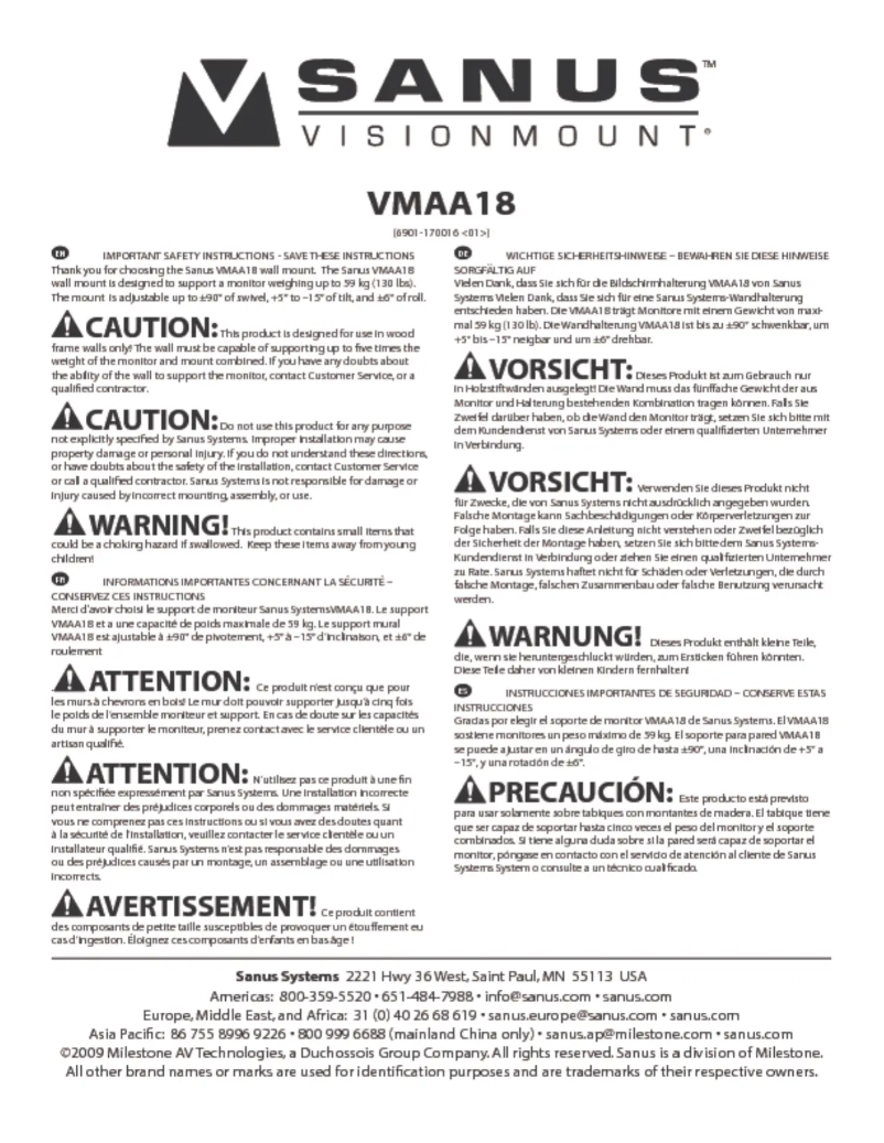 Page 1 de la notice Manuel utilisateur Sanus VMAA18