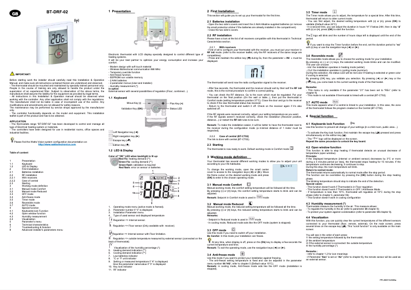 Page n°1 - Manuel utilisateur Watts BT-DRF-02