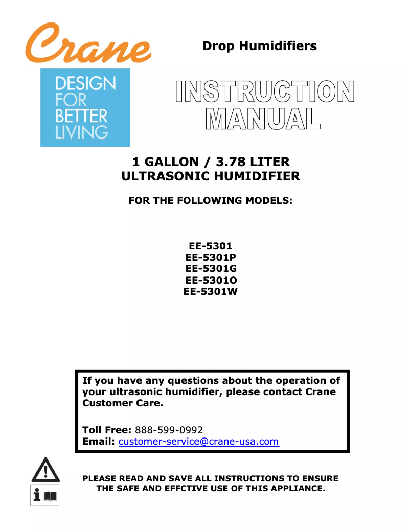 Page 1 de la notice Manuel utilisateur Crane EE-5301W