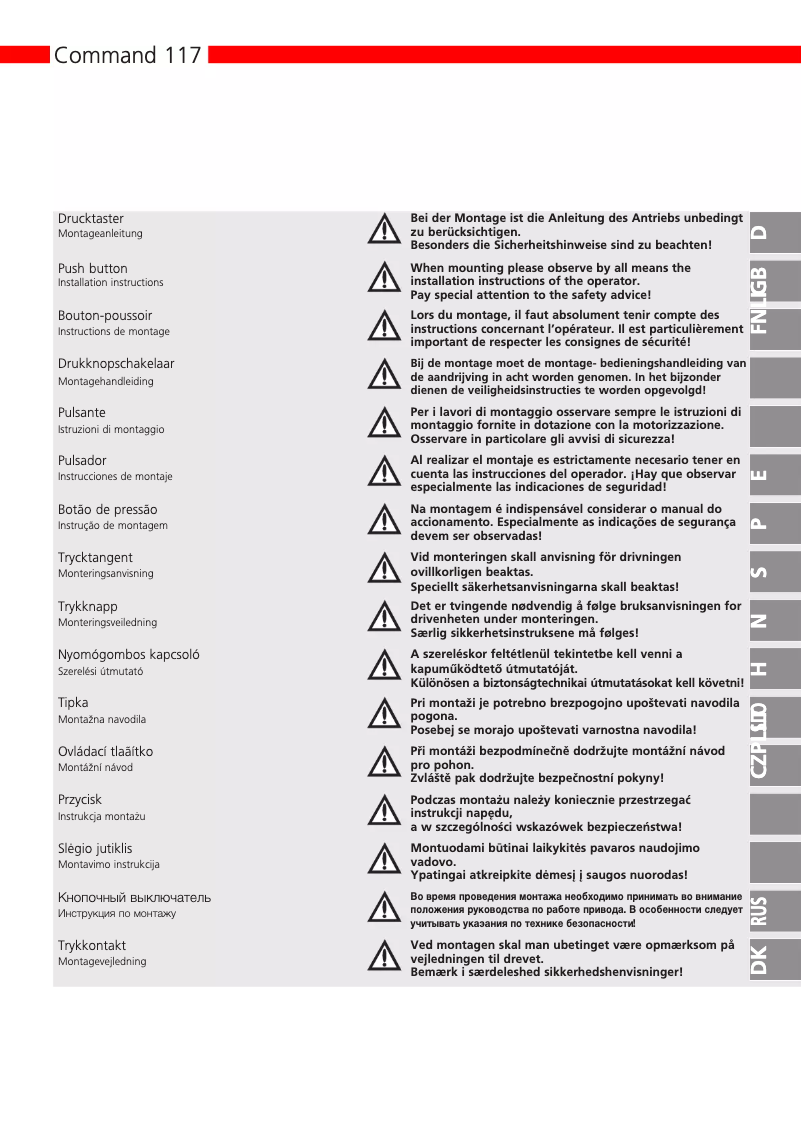 Image de la première page du manuel de l'appareil Command 117