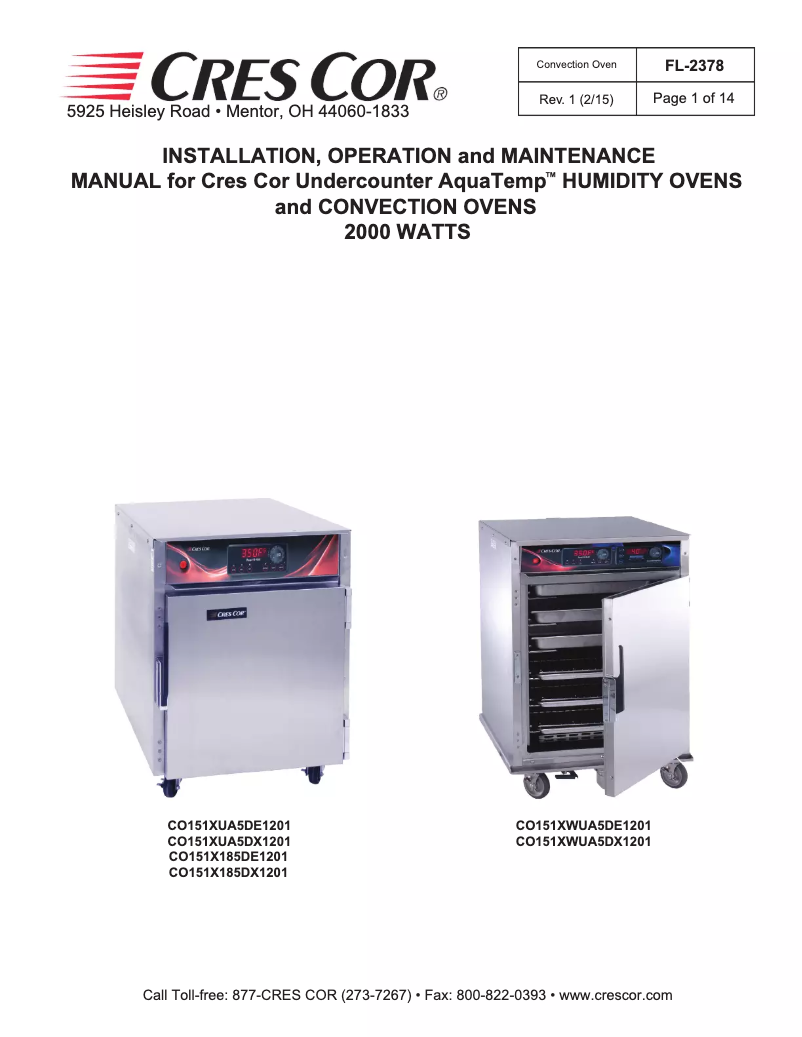Image de la première page du manuel de l'appareil CO151X185DE