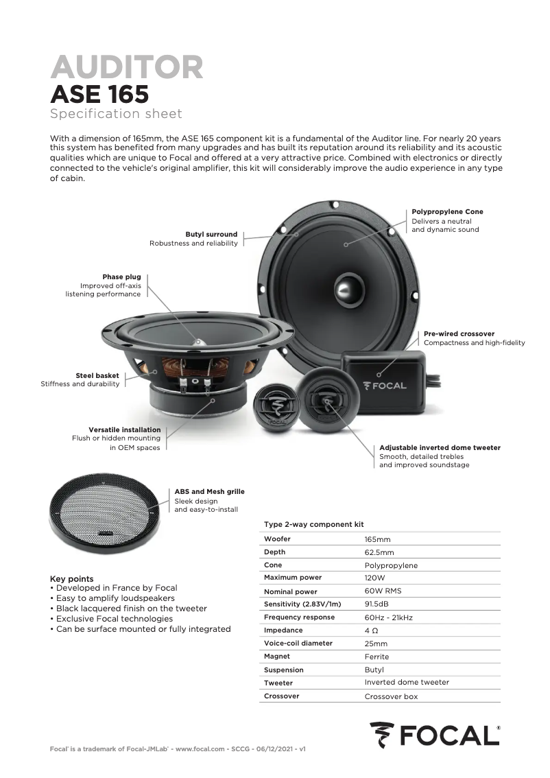 Página 1 del manual Manual de usuario Focal ASE 165