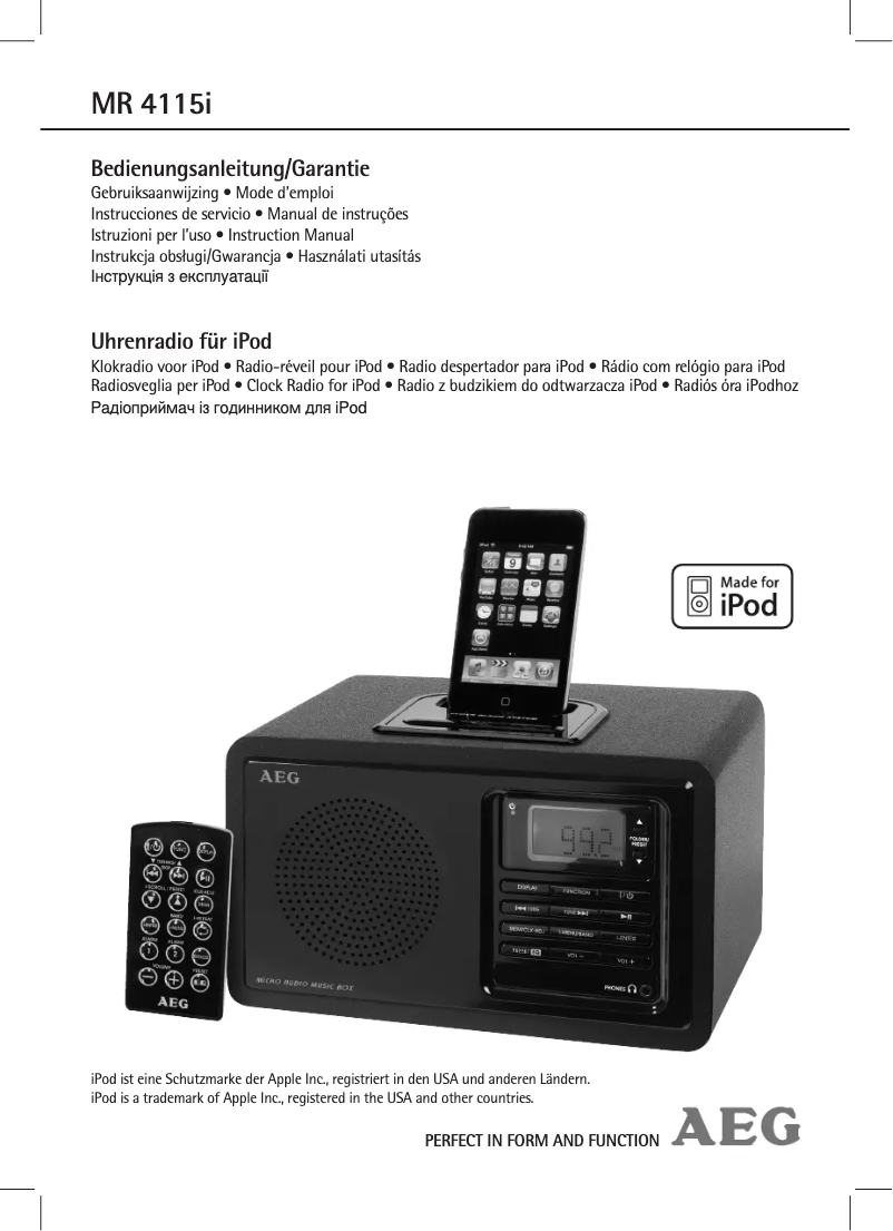 Page n°1 - Manuel utilisateur AEG MR 4115I