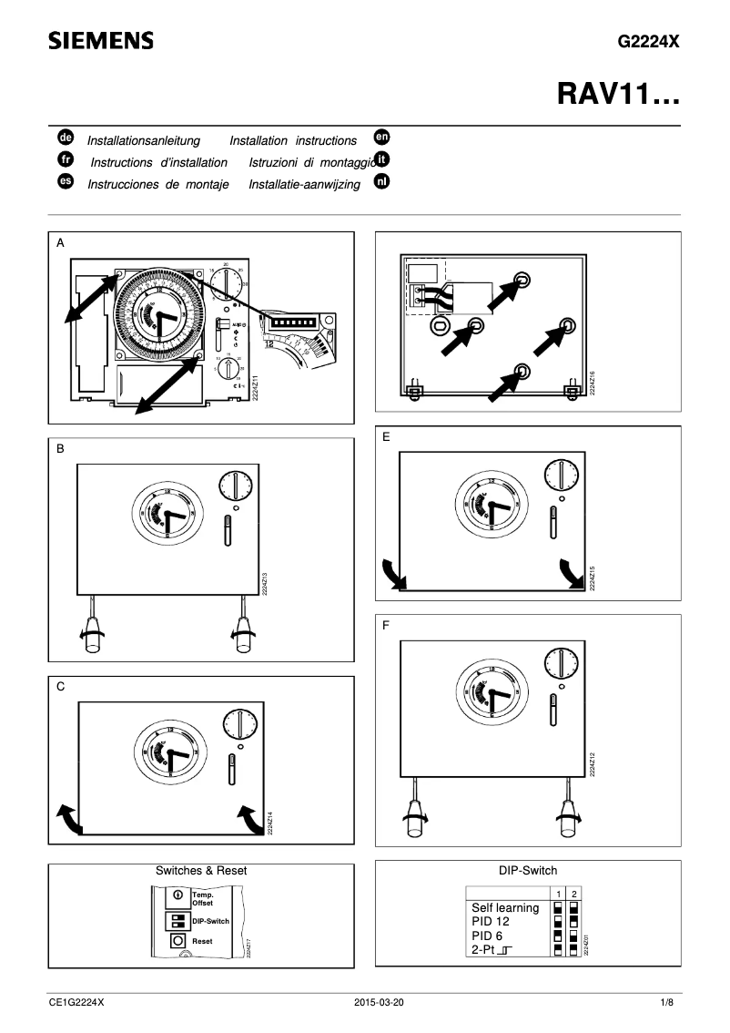 Page 1 de la notice Manuel utilisateur Siemens Landis & Staefa RAV11