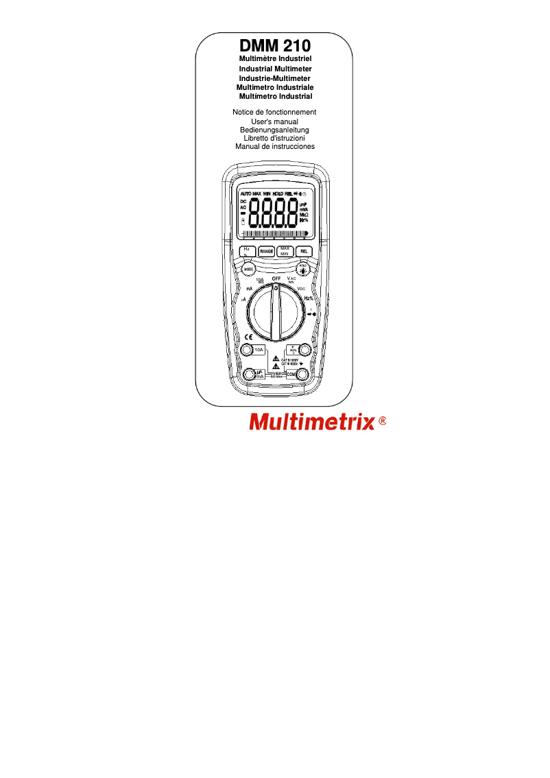 Page n°1 - Manuel utilisateur Multimetrix DMM210