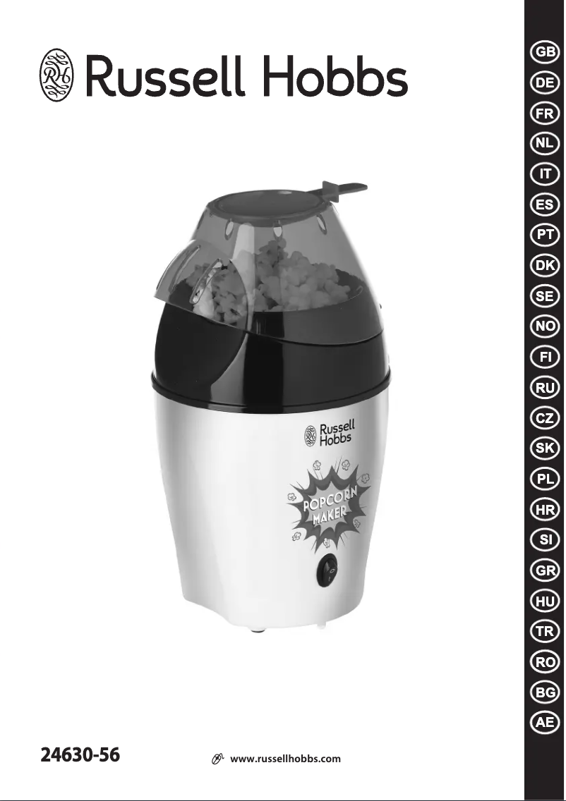 Page 1 de la notice Manuel utilisateur Russell Hobbs Fiesta Popcorn Maker 24630