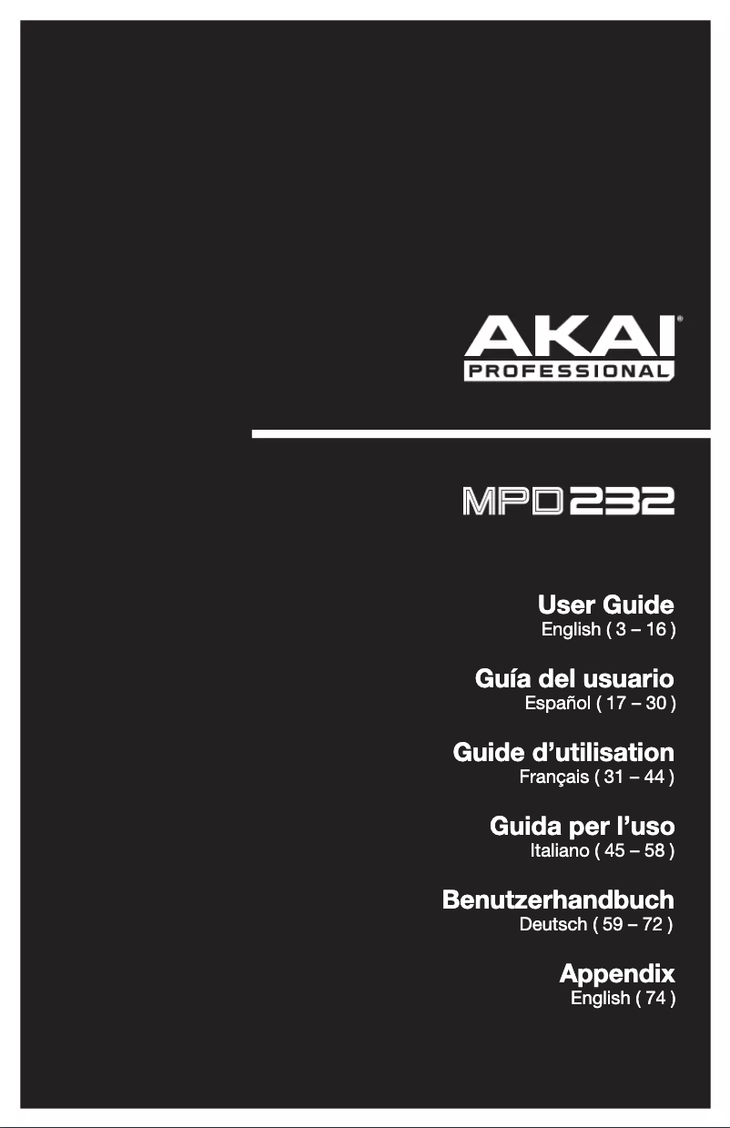 Page n°1 - Manuel utilisateur AKAI MPD232 P