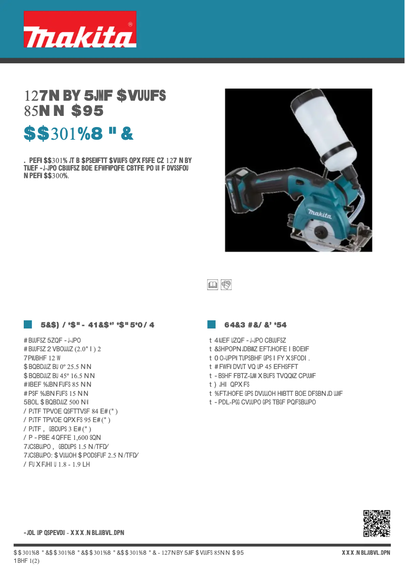 Page 1 de la notice Fiche technique Makita CC301DWAE