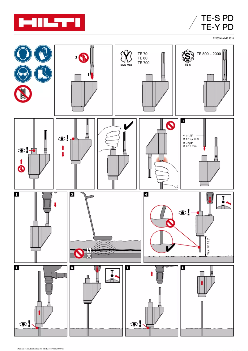 Page 1 de la notice Manuel utilisateur Hilti TE-Y PD 20