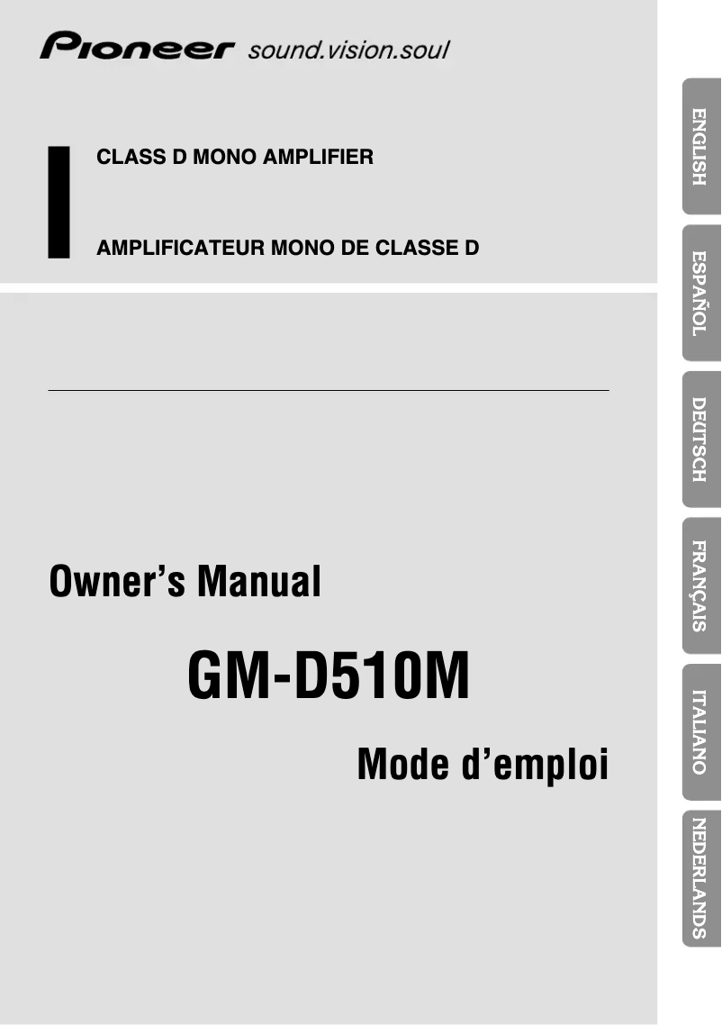 Page n°1 - Manuel utilisateur Pioneer GM-D510M