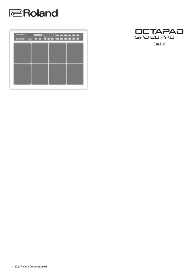 Image de la première page du manuel de l'appareil Octapad SPD-20 PRO