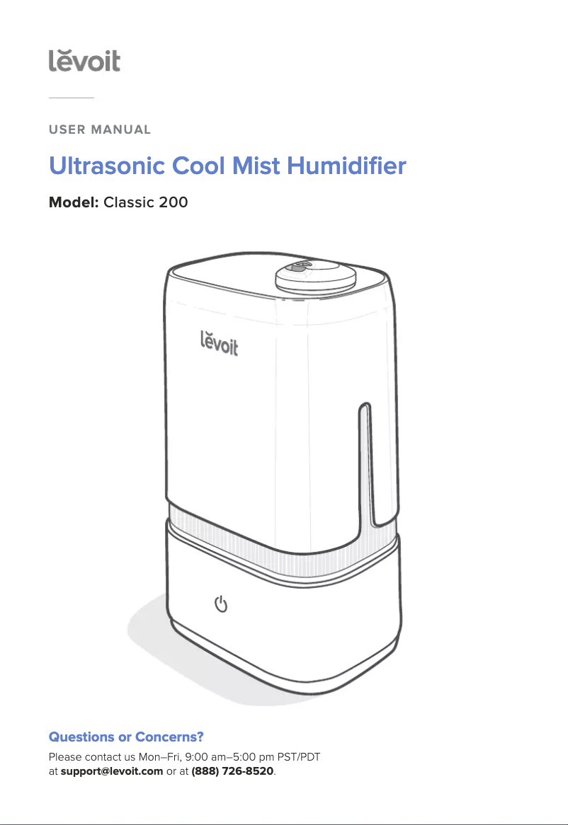 Page 1 de la notice Manuel utilisateur Levoit Classic 200