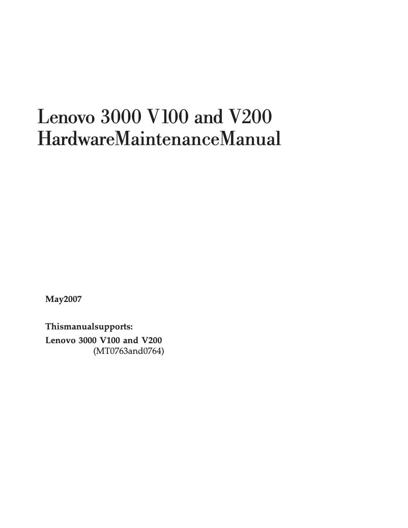 Page n°1 - Manuel utilisateur Lenovo 3000 V100