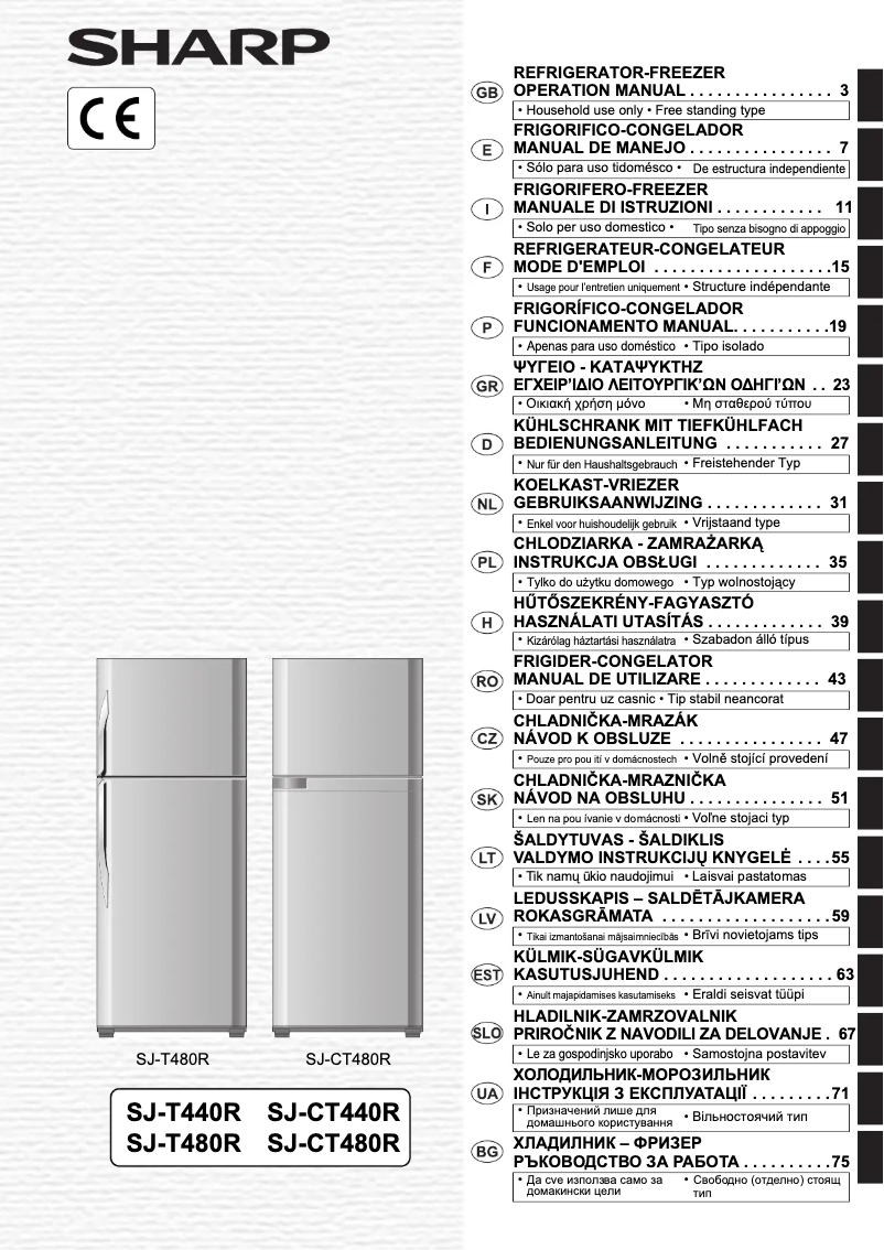 Page n°1 - Manuel utilisateur Sharp SJ-T480RSL