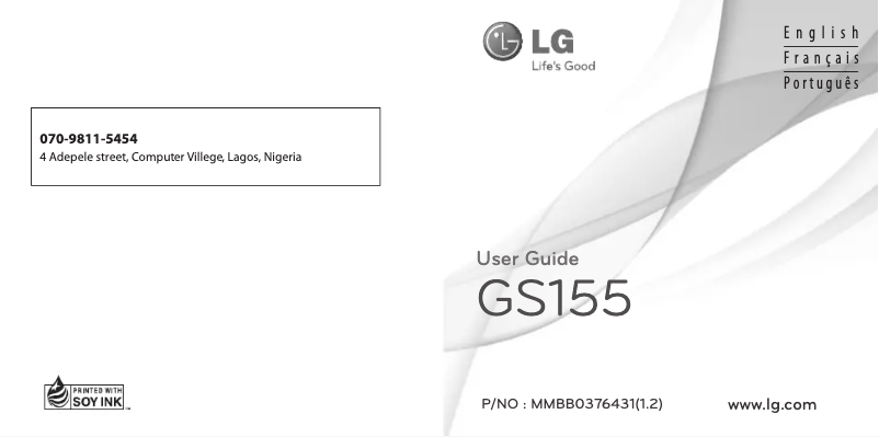 Page n°1 - Manuel utilisateur LG GS155