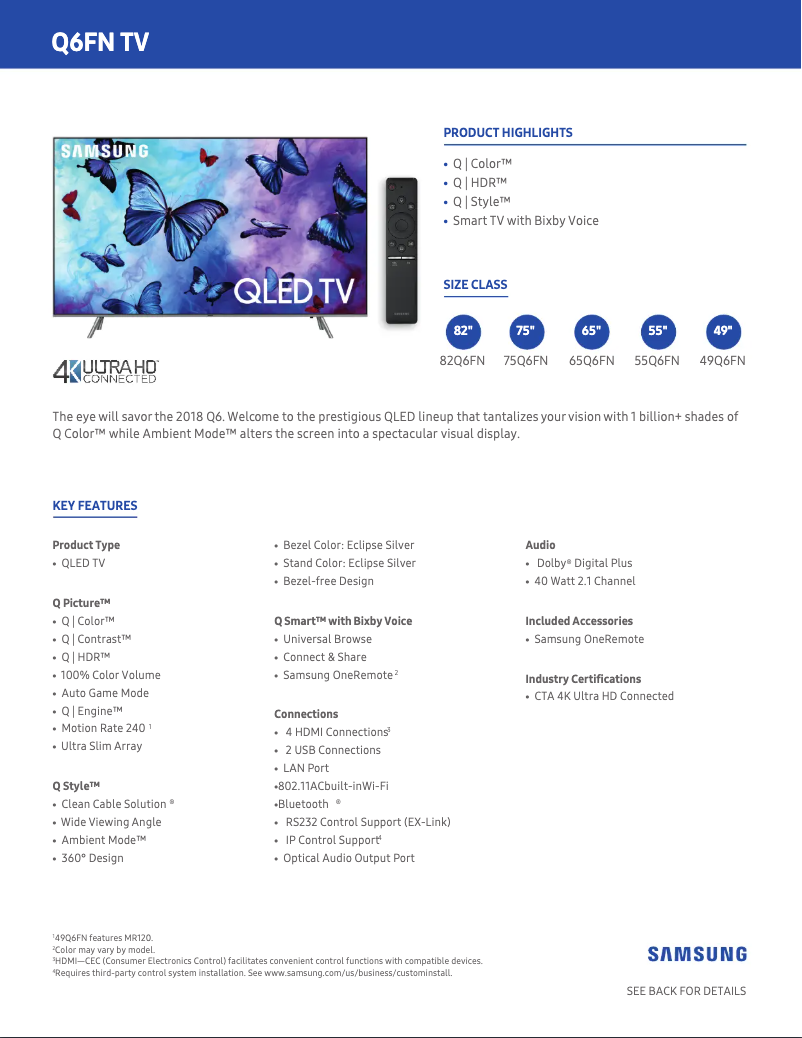 Page n°1 - Fiche technique Samsung QN49Q6FN