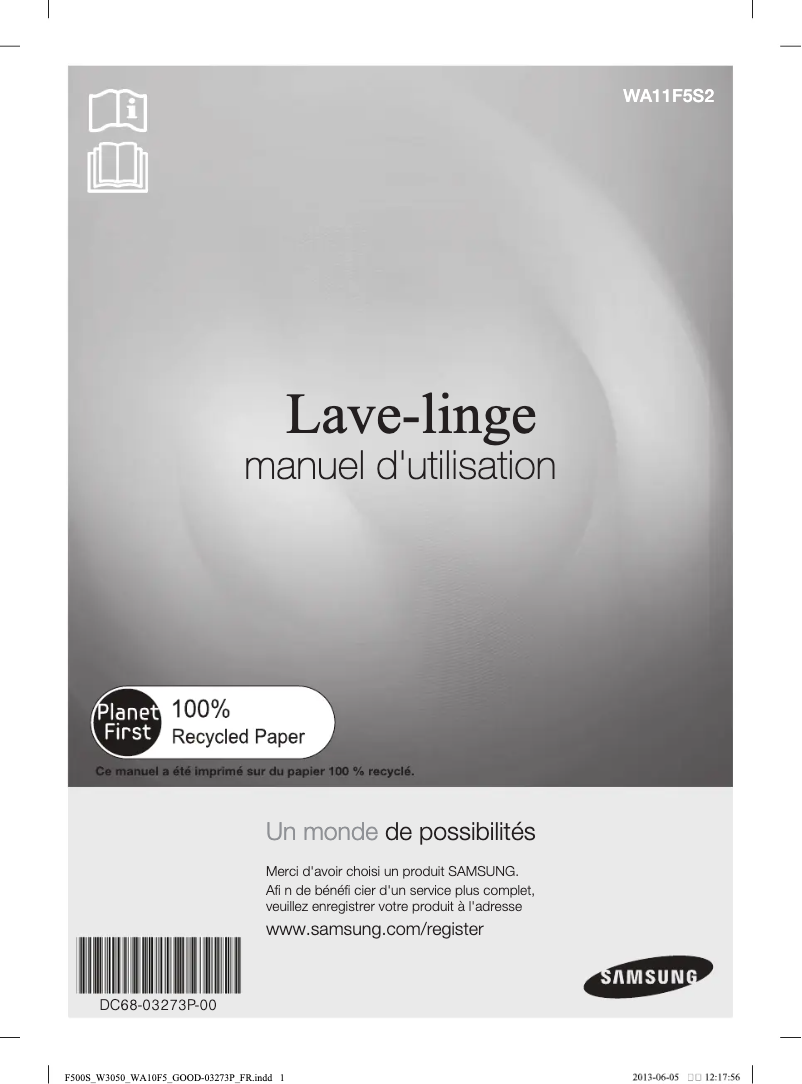 Page n°1 - Manuel utilisateur Samsung WA11F5S2UWW