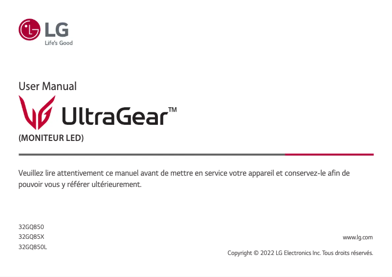 Page n°1 - Manuel utilisateur LG 32GQ85X